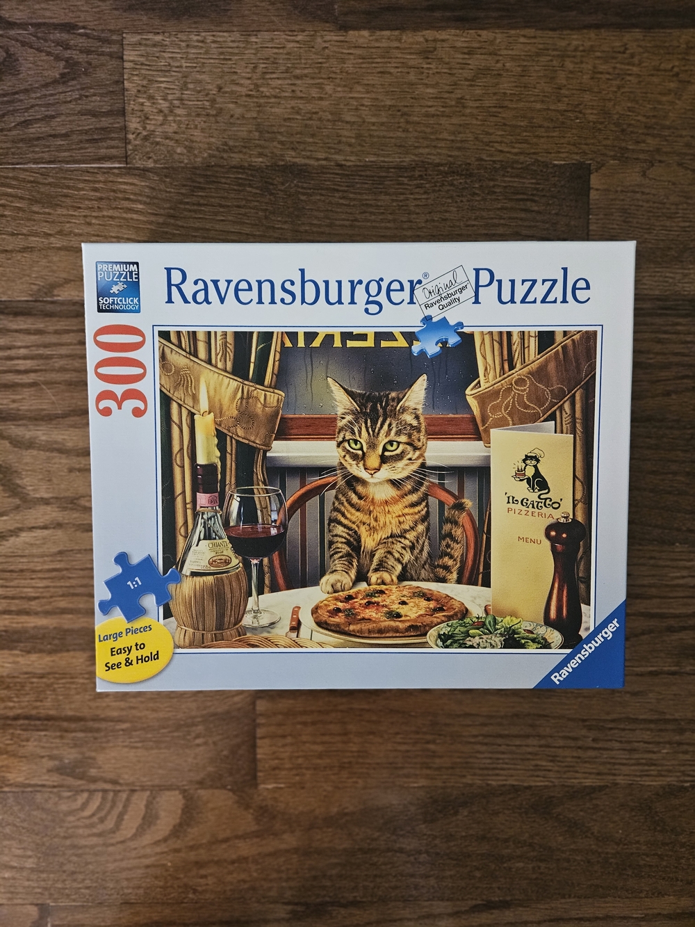 Ravensburger 300-Piece Cat at Dinner Puzzle - Blue/White Box